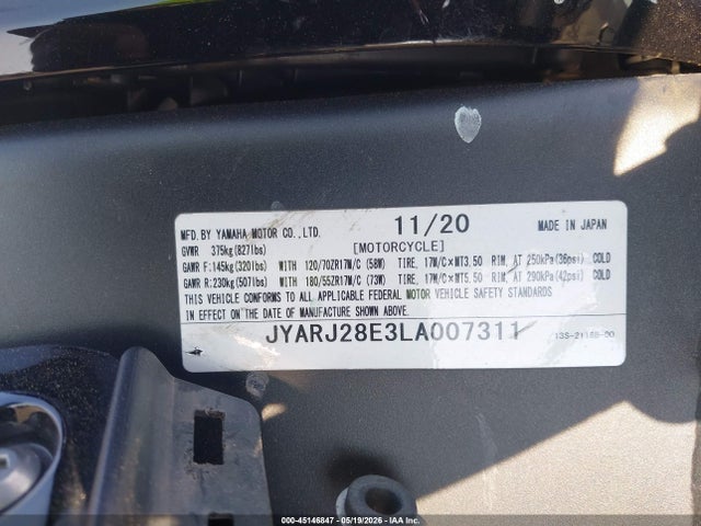 Продажа на аукционе авто 2020 Yamaha Yzfr6, vin: JYARJ28E3LA007311, номер лота: 45146847