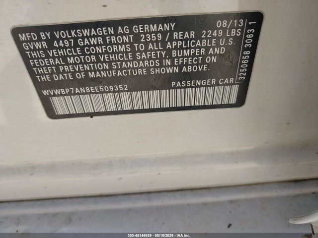 Продаж на аукціоні авто 2014 Volkswagen Cc 2.0t Sport, vin: WVWBP7AN8EE509352, номер лоту: 45146859