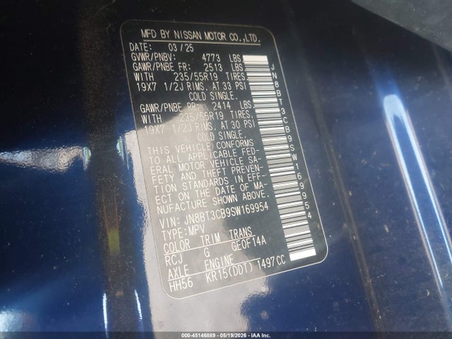 Aukcja sprzedaży 2025 Nissan Rogue Sl Intelligent Awd, vin: JN8BT3CB9SW169954, numer aukcji: 45146889