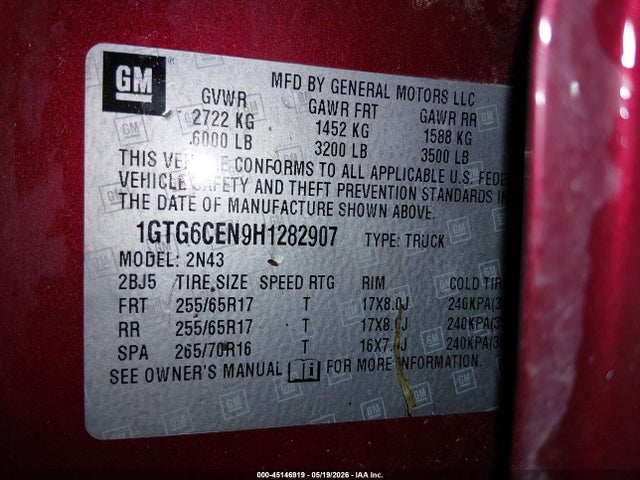 GMC CANYON SLE 2017 1GTG6CEN9H1282907 Image 9