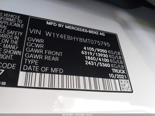 Auction sale of the 2021 Mercedes-benz Sprinter 2500 Standard Roof V6, vin: W1Y4EBHY8MT075795, lot number: 45146973