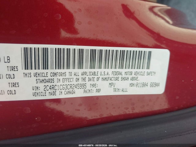2012 Chrysler Town & Country Touring-l მანქანა იყიდება აუქციონზე, vin: 2C4RC1CG3CR245995, აუქციონის ნომერი: 45146976