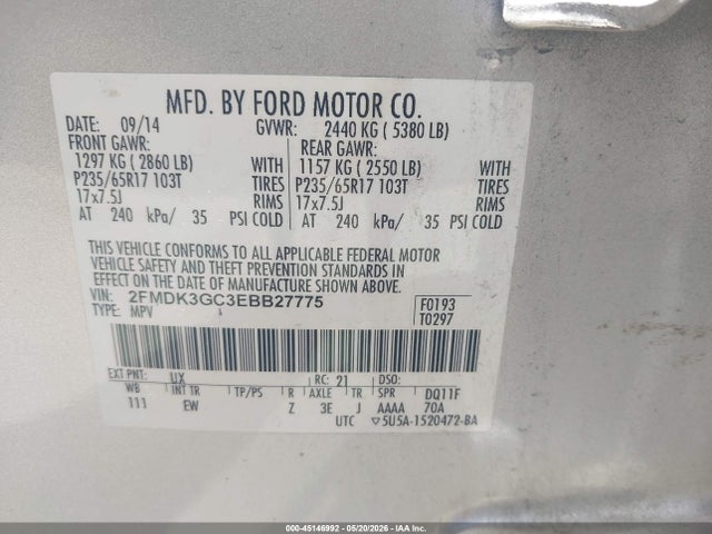 Aukcja sprzedaży 2014 Ford Edge Se, vin: 2FMDK3GC3EBB27775, numer aukcji: 45146992