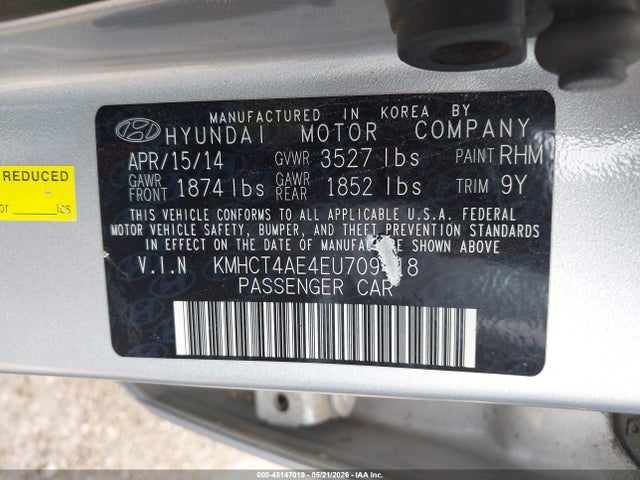 Продажа на аукционе авто 2014 Hyundai Accent Gls, vin: KMHCT4AE4EU709418, номер лота: 45147019