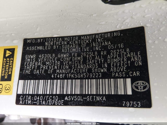 Toyota CAMRY LE 2016 4T4BF1FK5GR579223 Image 9