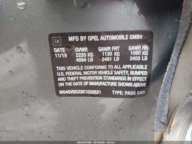 Продажа на аукционе авто 2019 Buick Regal Tourx Awd Essence, vin: W04GV8SX3K1032621, номер лота: 45147046