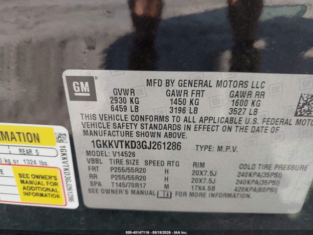 2016 Gmc Acadia Denali მანქანა იყიდება აუქციონზე, vin: 1GKKVTKD3GJ261286, აუქციონის ნომერი: 45147116