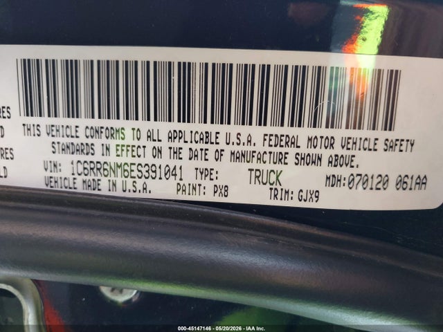 2014 Ram 1500 Laramie მანქანა იყიდება აუქციონზე, vin: 1C6RR6NM6ES391041, აუქციონის ნომერი: 45147146