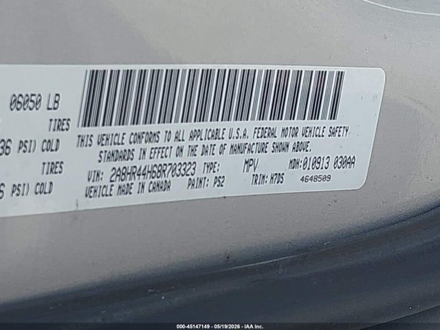 45147149 :رقم المزاد ، 2A8HR44H68R703323 vin ، 2008 Chrysler Town & Country Lx مزاد بيع