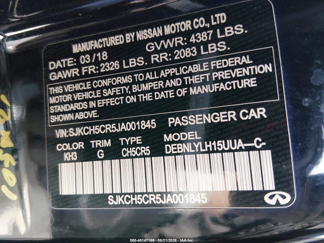 Продажа на аукционе авто 2018 Infiniti Qx30 Essential, vin: SJKCH5CR5JA001845, номер лота: 45147189