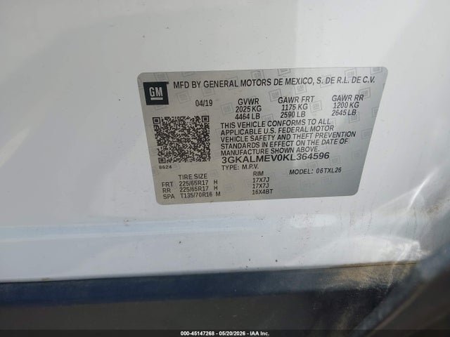 Продаж на аукціоні авто 2019 Gmc Terrain Sle, vin: 3GKALMEV0KL364596, номер лоту: 45147268