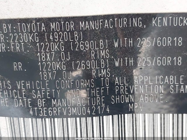 2021 Toyota Rav4 Hybrid Xse მანქანა იყიდება აუქციონზე, vin: 4T3E6RFV3MU042174, აუქციონის ნომერი: 45147318