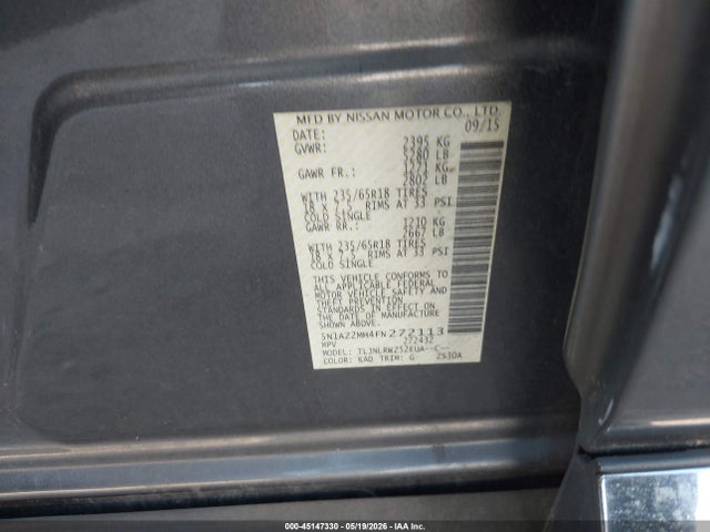 5N1AZ2MH4FN272113 Nissan MURANO SL