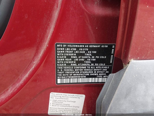 Aukcja sprzedaży 2009 Volkswagen Tiguan S/se/sel, vin: WVGAV75N99W001379, numer aukcji: 45147339