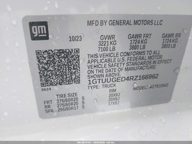45147341 :رقم المزاد ، 1GTUUGED4RZ166962 vin ، 2024 Gmc Sierra 1500 4wd  Short Box Denali مزاد بيع