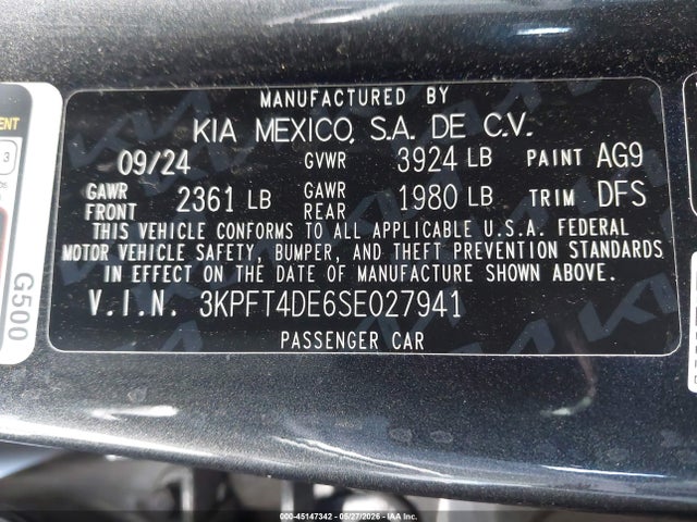 KIA K4 Lxs 2025 3KPFT4DE6SE027941 Image 9