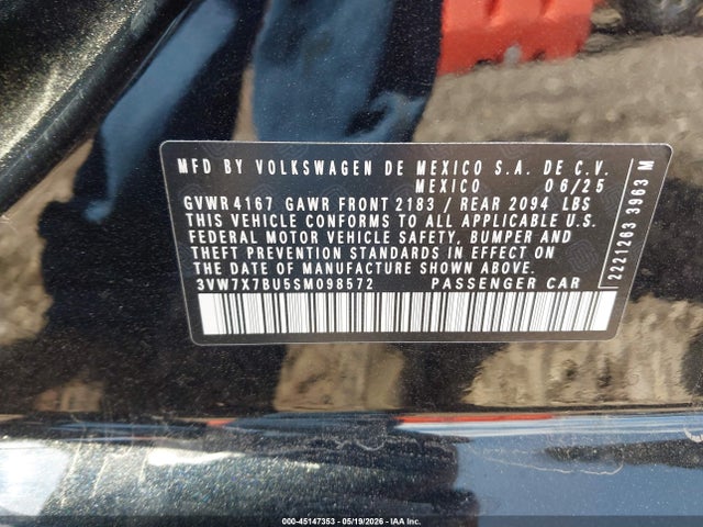 2025 Volkswagen Jetta 1.5t Se მანქანა იყიდება აუქციონზე, vin: 3VW7X7BU5SM098572, აუქციონის ნომერი: 45147353