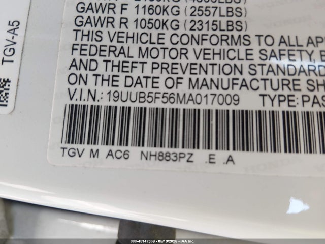 Aukcja sprzedaży 2021 Acura Tlx A-spec Package, vin: 19UUB5F56MA017009, numer aukcji: 45147369
