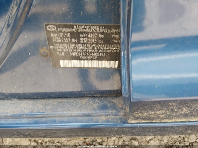 45147402 :رقم المزاد ، 5NPE24AF4GH405494 vin ، 2016 Hyundai Sonata Se مزاد بيع