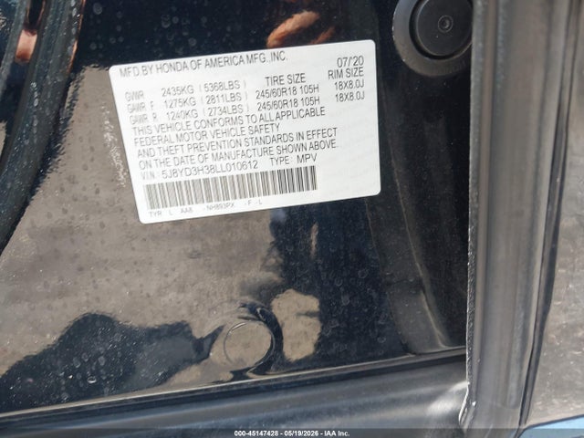 Продаж на аукціоні авто 2020 Acura Mdx Standard, vin: 5J8YD3H38LL010612, номер лоту: 45147428