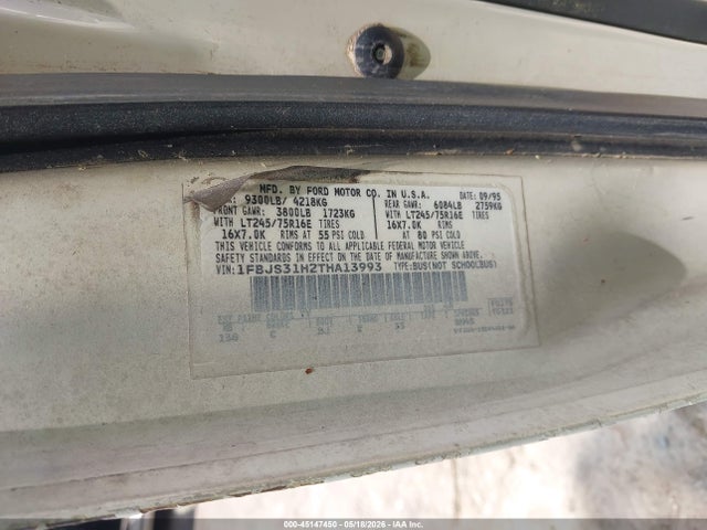 45147450 :رقم المزاد ، 1FBJS31H2THA13993 vin ، 1996 Ford Econoline E350 Super Duty مزاد بيع