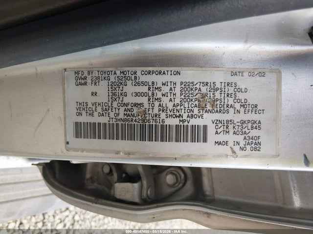 Продаж на аукціоні авто 2002 Toyota 4runner Sr5 V6, vin: JT3HN86R429067616, номер лоту: 45147455