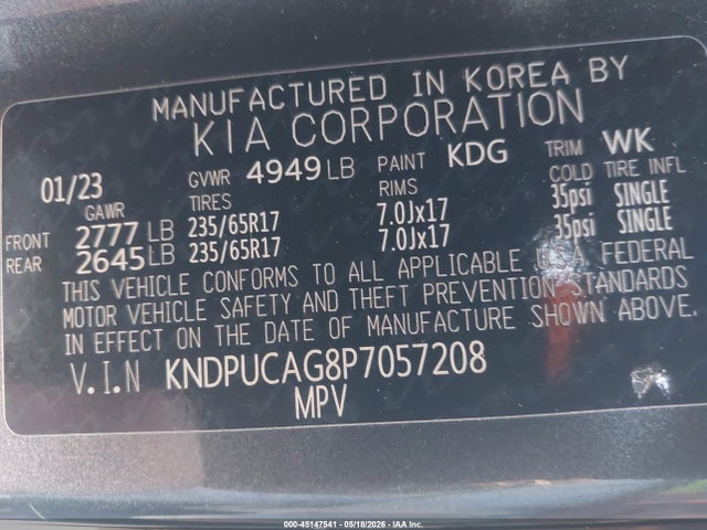 KNDPUCAG8P7057208 KIA Sportage Hybrid Lx