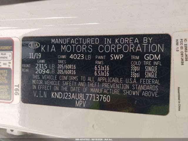 KIA SOUL LX 2020 KNDJ23AU8L7713760 Image 9