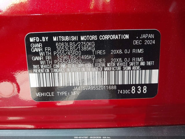 JA4T5VA95SZ011688 Mitsubishi Outlander Phev Se S-awc