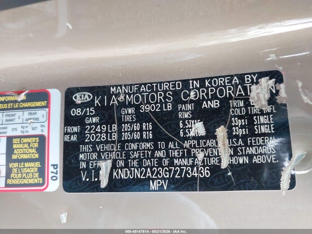 Продажа на аукционе авто 2016 Kia Soul, vin: KNDJN2A23G7273436, номер лота: 45147614