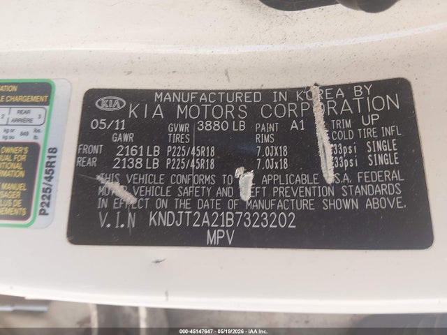 2011 Kia Soul ! მანქანა იყიდება აუქციონზე, vin: KNDJT2A21B7323202, აუქციონის ნომერი: 45147647