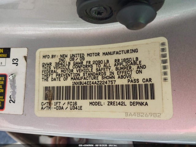 Aukcja sprzedaży 2010 Toyota Corolla Xle, vin: 1NXBU4EE4AZ224757, numer aukcji: 45147654