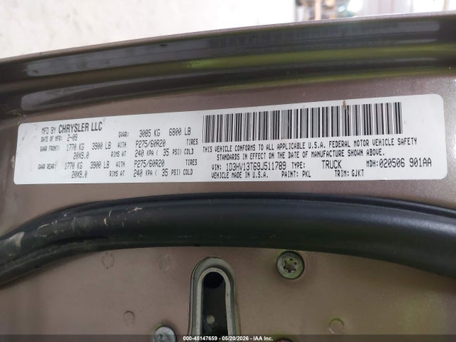Auction sale of the 2009 Dodge Ram 1500 Laramie, vin: 1D3HV13T69J511789, lot number: 45147659
