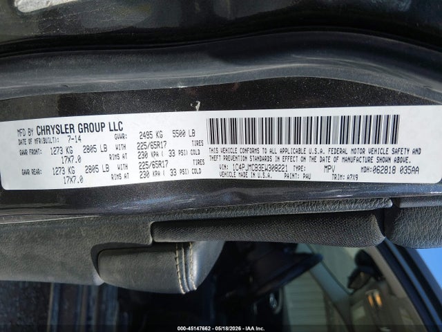 2014 Jeep Cherokee Latitude მანქანა იყიდება აუქციონზე, vin: 1C4PJMCB3EW308221, აუქციონის ნომერი: 45147662
