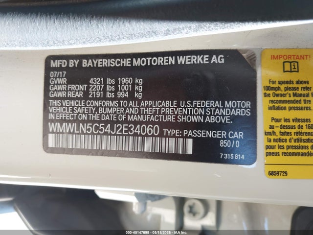 Mini COOPER CLUBMAN 2018 WMWLN5C54J2E34060 Image 9