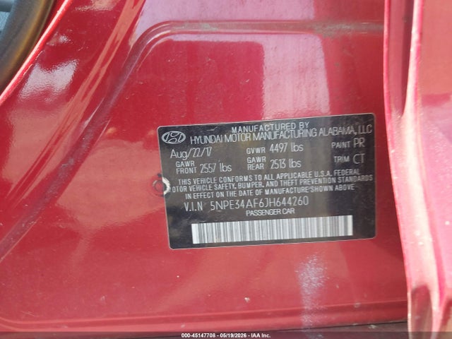45147708 :رقم المزاد ، 5NPE34AF6JH644260 vin ، 2018 Hyundai Sonata Sport/limited/sel مزاد بيع