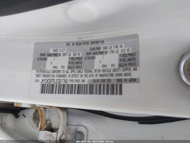 45147794 :رقم المزاد ، JM1DKDB76J0321748 vin ، 2018 Mazda Cx-3 Sport مزاد بيع