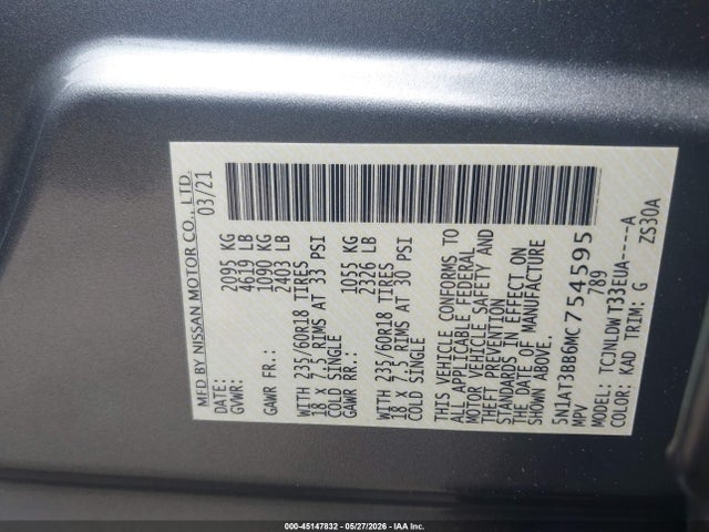 Nissan Rogue Sv Intelligent Awd 2021 5N1AT3BB6MC754595 Image 9