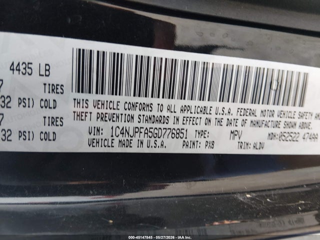1C4NJPFA5GD776851 Jeep Patriot High Altitude Edition