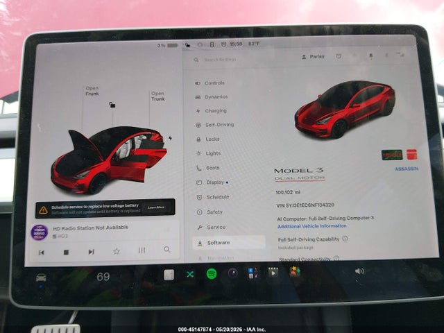 2022 Tesla Model 3 Performance Dual Motor All-wheel Drive მანქანა იყიდება აუქციონზე, vin: 5YJ3E1EC6NF134320, აუქციონის ნომერი: 45147874