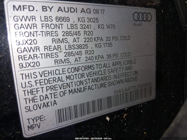 WA1LAAF73JD009333 Audi Q7 3.0t Premium