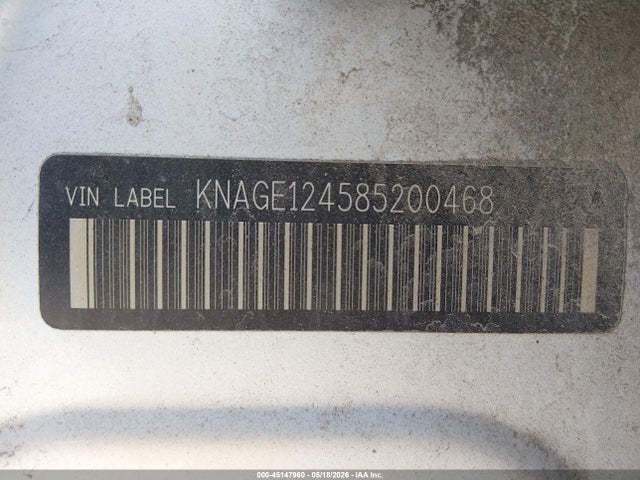 2008 Kia Optima Lx V6 მანქანა იყიდება აუქციონზე, vin: KNAGE124585200468, აუქციონის ნომერი: 45147960