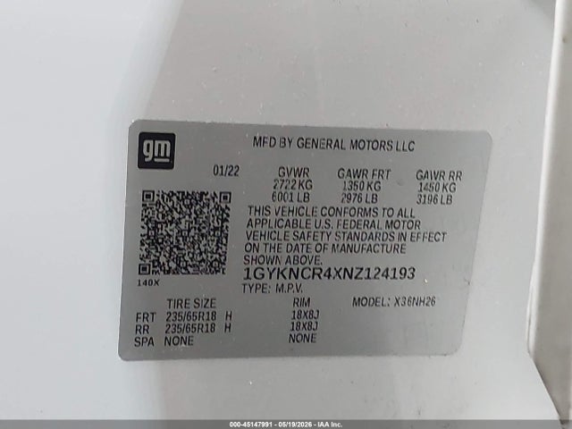 Aukcja sprzedaży 2022 Cadillac Xt5 Fwd Premium Luxury, vin: 1GYKNCR4XNZ124193, numer aukcji: 45147991