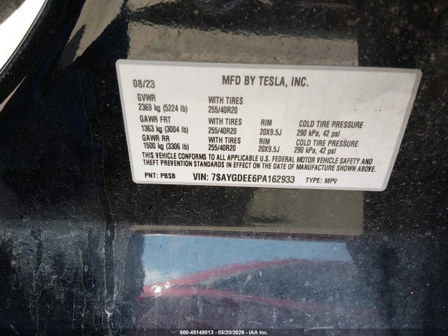 Продажа на аукционе авто 2023 Tesla Model Y Awd/long Range Dual Motor All-wheel Drive, vin: 7SAYGDEE6PA162933, номер лота: 45148013