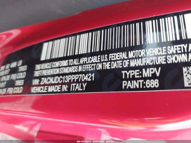 Продажа на аукционе авто 2023 Jeep Renegade Trailhawk 4x4, vin: ZACNJDC13PPP70421, номер лота: 45148033
