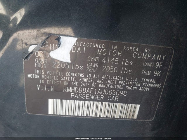 45148058 :رقم المزاد ، KMHDB8AE1AU063098 vin ، 2010 Hyundai Elantra Touring Gls مزاد بيع