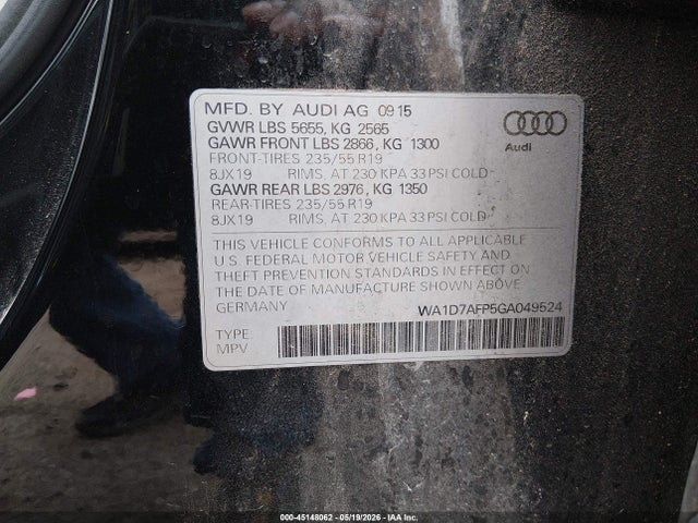 Продаж на аукціоні авто 2016 Audi Q5 3.0t Premium Plus, vin: WA1D7AFP5GA049524, номер лоту: 45148062