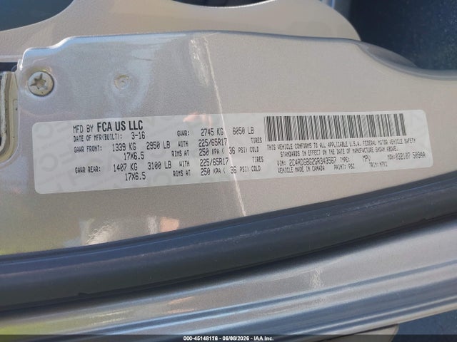 Auction sale of the 2016 Dodge Grand Caravan Se Plus, vin: 2C4RDGBG2GR343567, lot number: 45148116