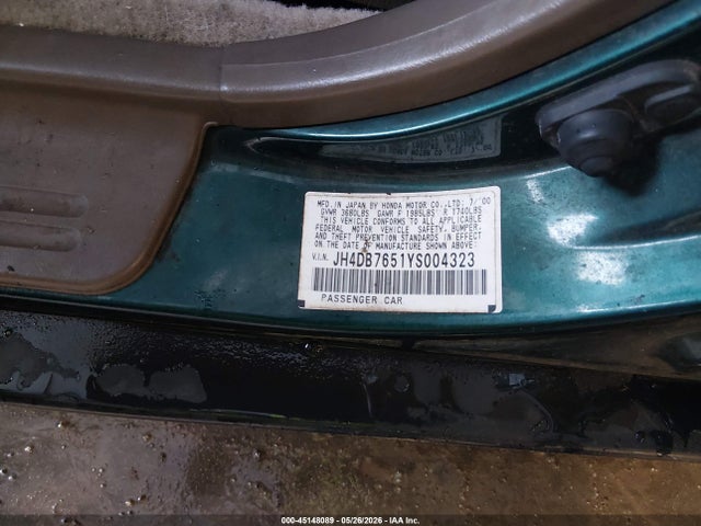 Продаж на аукціоні авто 2000 Acura Integra Ls, vin: JH4DB7651YS004323, номер лоту: 45148089