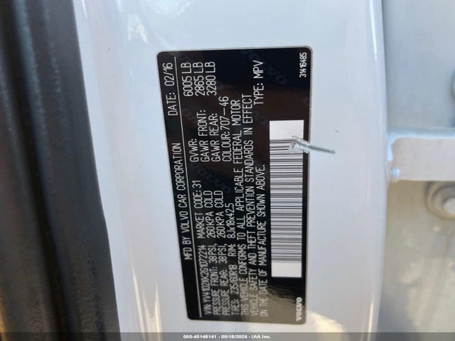 Продаж на аукціоні авто 2016 Volvo Xc90 T5 Momentum, vin: YV4102XK2G1072214, номер лоту: 45148141